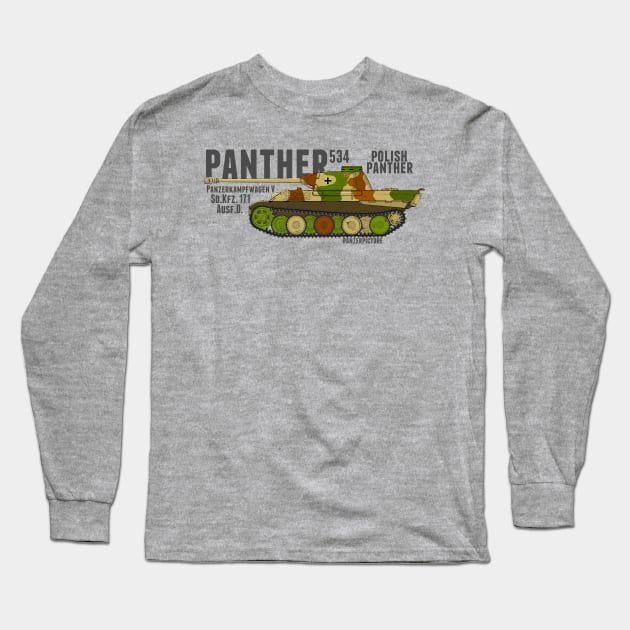 Panther Ausf D 534 Polish Panther Breda. Long Sleeve T-Shirt by Panzerpicture